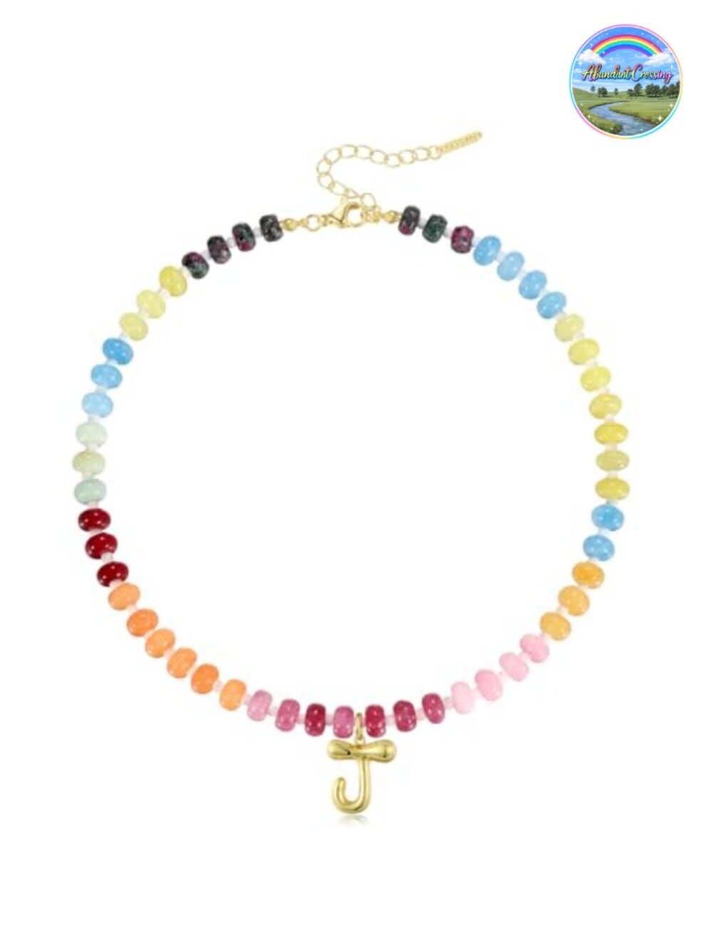 Gemstone Initial Necklace 14K Gold Plated Choker